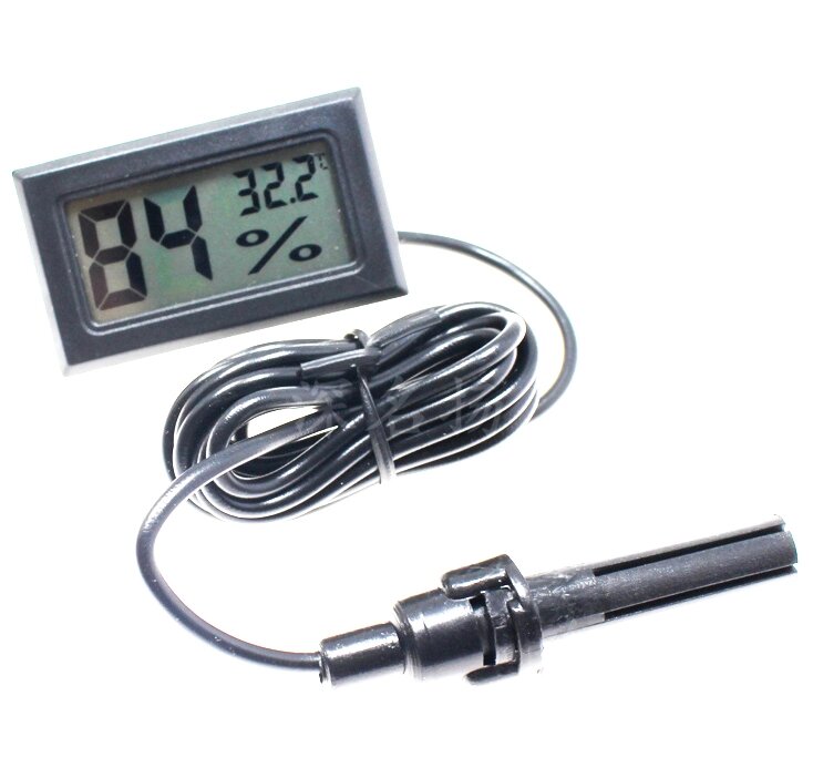 Гигрометр термометр с проводным датчиком для инкубаторов гроубоксов теплиц от компании Alexel - фото 1