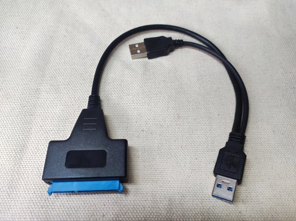 Кабель адаптер USB 3.0 - SATA lll для HDD 2.5", 3.5" и SSD с разъемом под блок питания от компании Alexel - фото 1