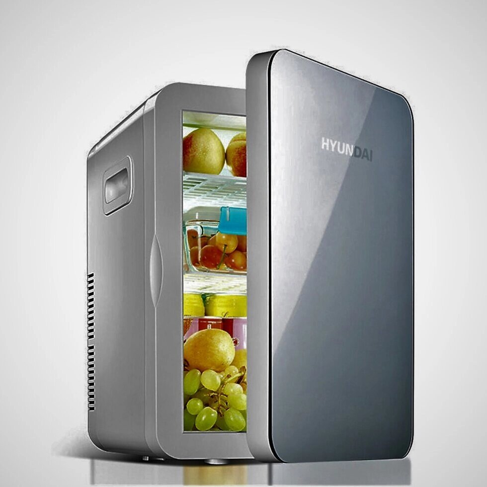 Мини холодильник автомобильный HYUNDAI с двойной системой охлаждения 12V/220V от компании Alexel - фото 1