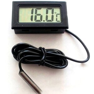 Электронный термометр с длинным выносным датчиком 2 метра черный