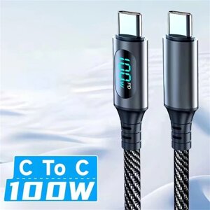 Сверхбыстрый зарядный кабель USB-C-USB-C 100W с LED дисплее мощности в Алматы от компании Alexel