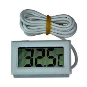 Электронный термометр с длинным выносным датчиком 2 метра белый