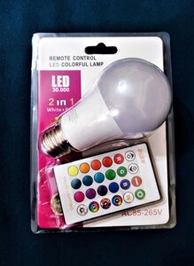 Светодиодная многоцветная лампа с пультом 7 W E27