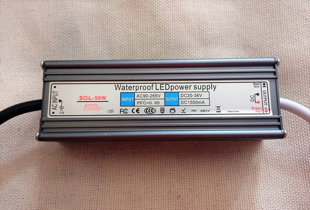 Светодиодный LED драйвер 30 - 54 W 1500 мА  DC20-36V  IP67 от компании Alexel - фото 1