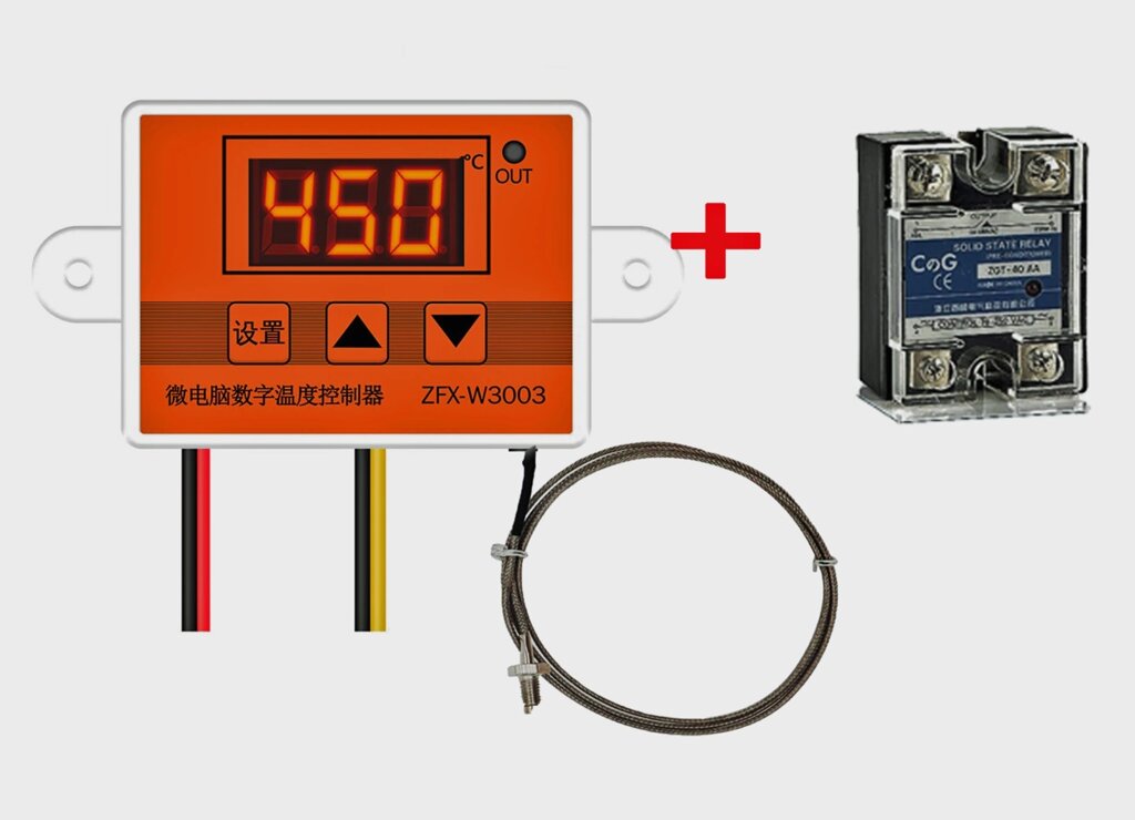 Терморегулятор высокотемпературный до 450 °С с твердотельным реле 40А с нагрузкой до 6200 Вт от компании Alexel - фото 1