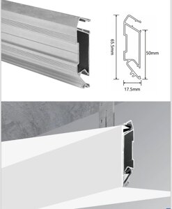 Алюминиевый профиль для ниш под пвх карнизы L2000*W63,5*H50 17,5 mm