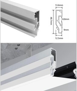 Парящий алюминиевый профиль для натяжного потолка L2000*W48,7*H13,6 12,5 mm