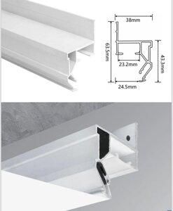 Теневой алюминиевый профиль для натяжного потолка L2000*W63,5*H38 24,5 mm