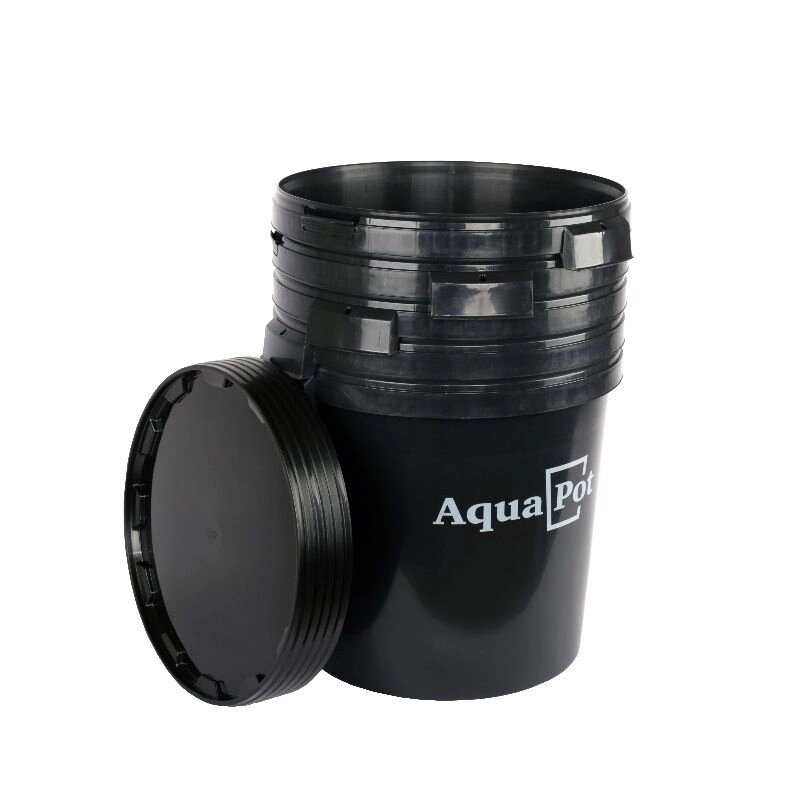 Емкость с крышкой AquaPot 20 л Black, 1 штука от компании "КазГидропоника" - фото 1