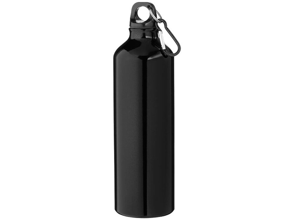 Алюминиевая бутылка для воды Oregon объемом 770 мл с карабином - сплошной черный от компании ТОО VEER Company Group / Одежда и сувениры с логотипом - фото 1