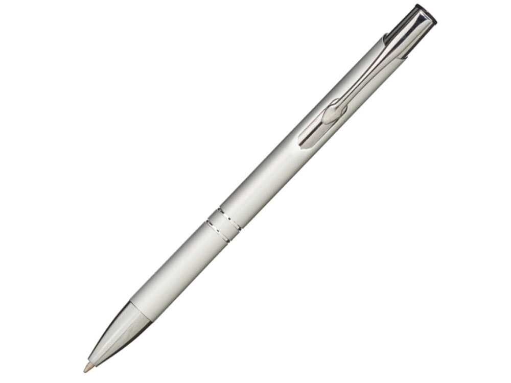 Алюминиевая шариковая кнопочная ручка Moneta, черные чернила, серебристый от компании ТОО VEER Company Group / Одежда и сувениры с логотипом - фото 1