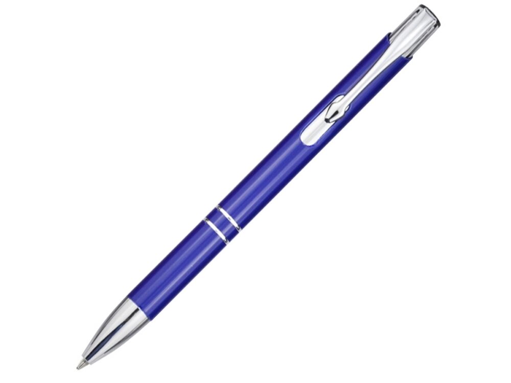 Алюминиевая шариковая кнопочная ручка Moneta, черные чернила, синий от компании ТОО VEER Company Group / Одежда и сувениры с логотипом - фото 1
