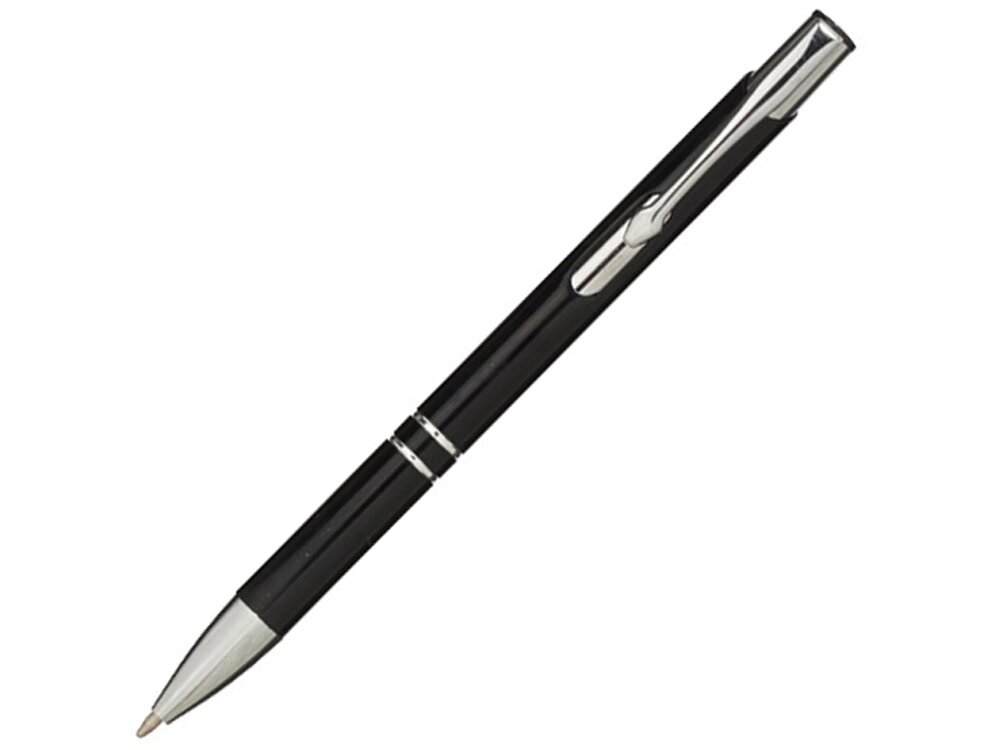 Алюминиевая шариковая кнопочная ручка Moneta, синие чернила, черный от компании ТОО VEER Company Group / Одежда и сувениры с логотипом - фото 1