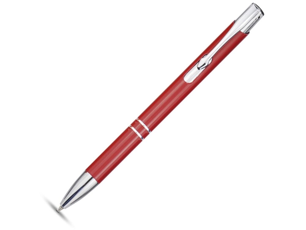 Алюминиевая шариковая кнопочная ручка Moneta, синие чернила, красный от компании ТОО VEER Company Group / Одежда и сувениры с логотипом - фото 1