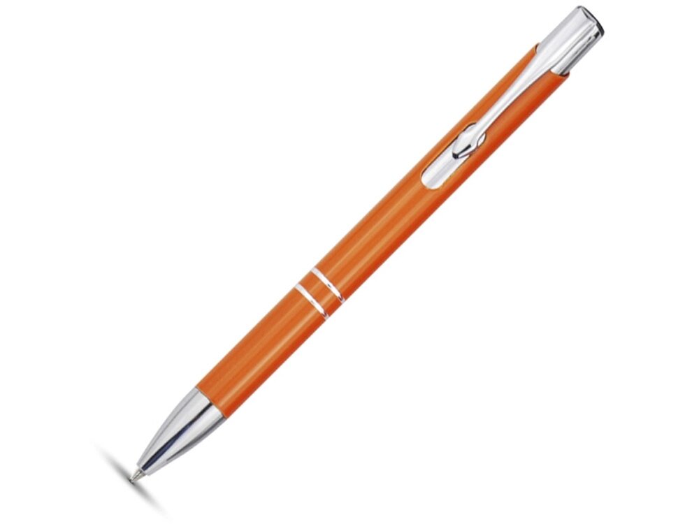 Алюминиевая шариковая кнопочная ручка Moneta, синие чернила, оранжевый от компании ТОО VEER Company Group / Одежда и сувениры с логотипом - фото 1