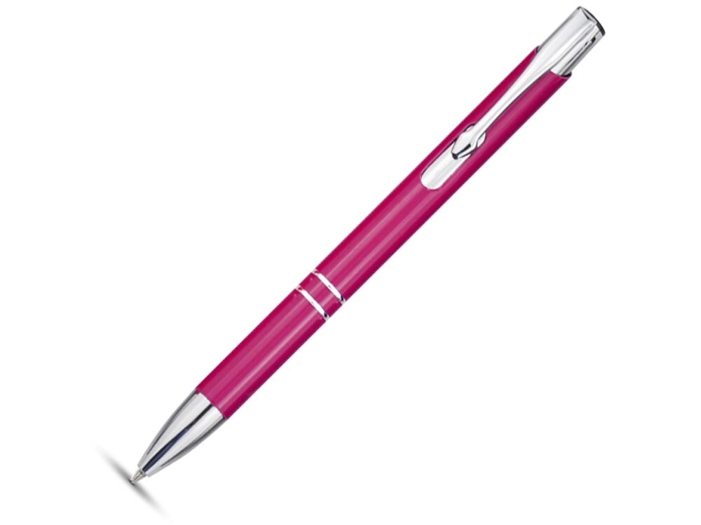 Алюминиевая шариковая кнопочная ручка Moneta, синие чернила, розовый от компании ТОО VEER Company Group / Одежда и сувениры с логотипом - фото 1