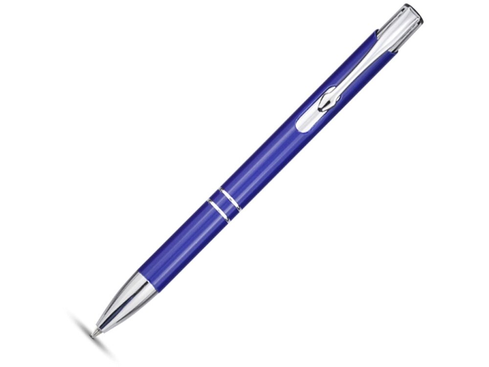 Алюминиевая шариковая кнопочная ручка Moneta, синие чернила, синий от компании ТОО VEER Company Group / Одежда и сувениры с логотипом - фото 1
