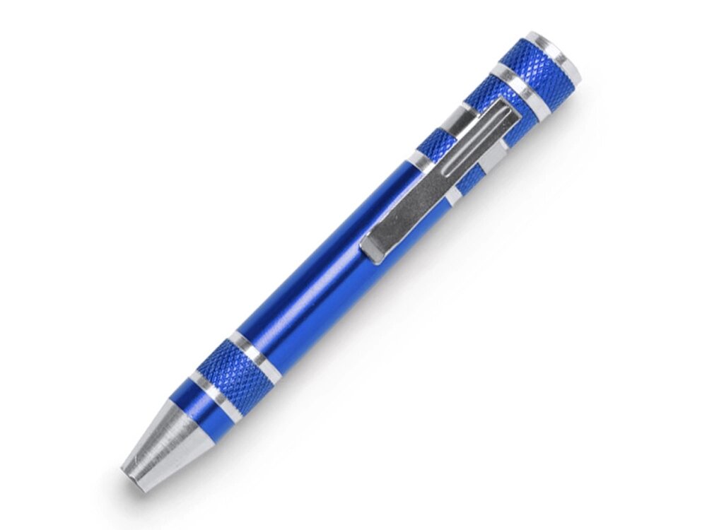Алюминиевый мультитул BRICO в форме ручки, королевский синий от компании ТОО VEER Company Group / Одежда и сувениры с логотипом - фото 1