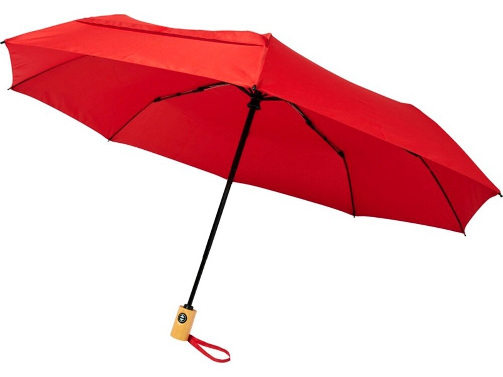Автоматический складной зонт Bo из переработанного ПЭТ-пластика, красный от компании ТОО VEER Company Group / Одежда и сувениры с логотипом - фото 1