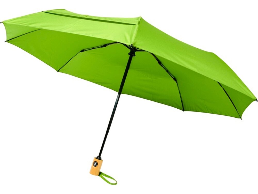 Автоматический складной зонт Bo из переработанного ПЭТ-пластика, лайм от компании ТОО VEER Company Group / Одежда и сувениры с логотипом - фото 1