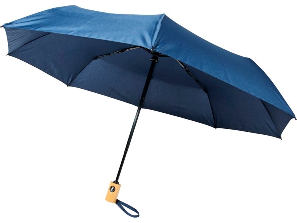 Автоматический складной зонт Bo из переработанного ПЭТ-пластика, темно-синий от компании ТОО VEER Company Group / Одежда и сувениры с логотипом - фото 1