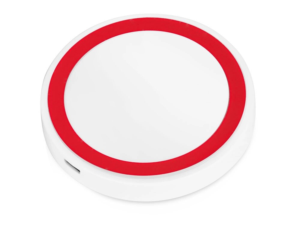 Беспроводное зарядное устройство Dot, 5 Вт, белый/красный от компании ТОО VEER Company Group / Одежда и сувениры с логотипом - фото 1
