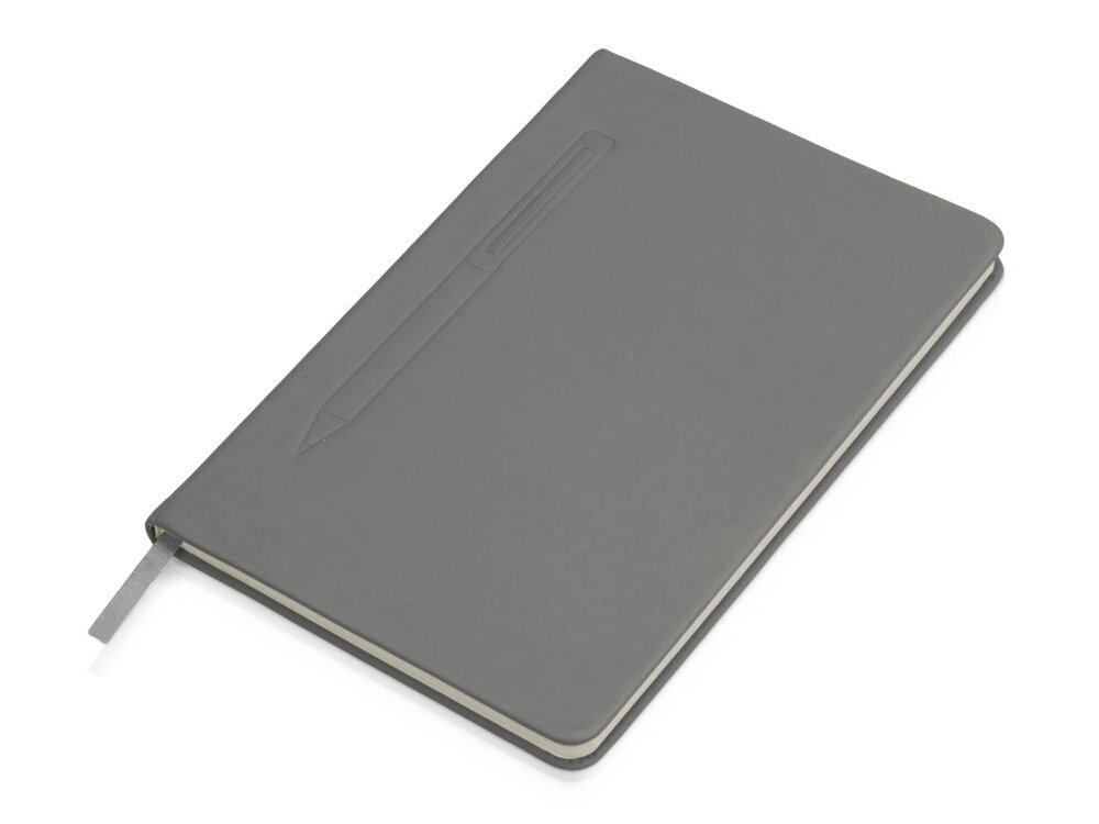 Блокнот А5 Magnet 14,3*21 с магнитным держателем для ручки, серый от компании ТОО VEER Company Group / Одежда и сувениры с логотипом - фото 1