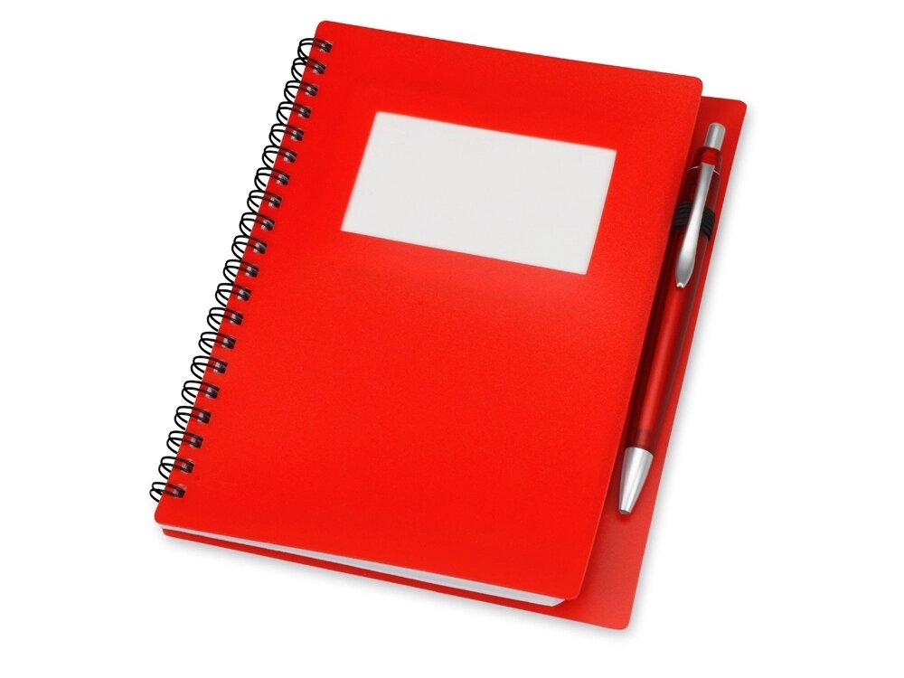 Блокнот Контакт с ручкой, красный от компании ТОО VEER Company Group / Одежда и сувениры с логотипом - фото 1