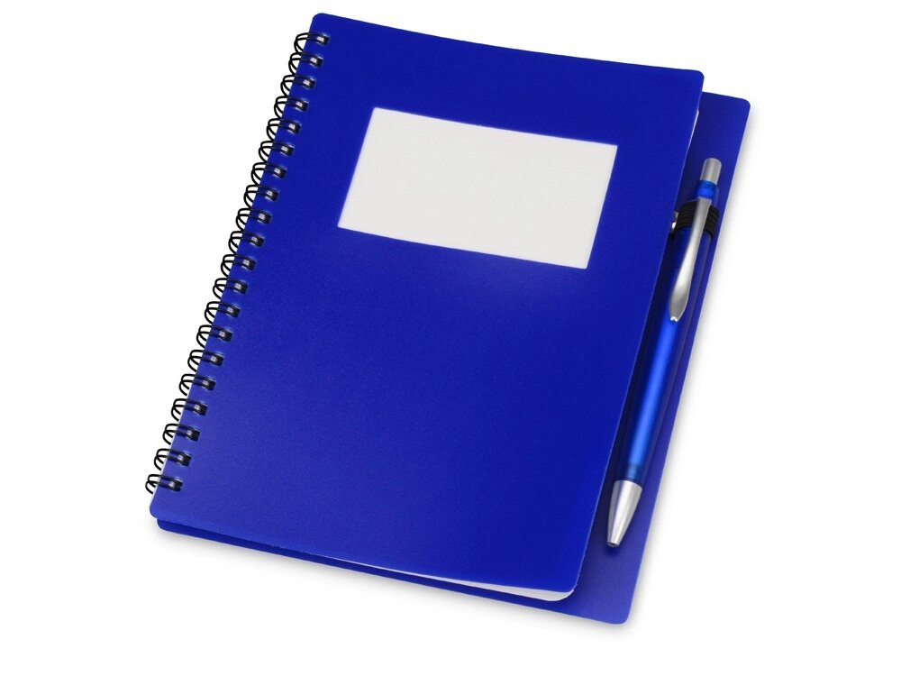 Блокнот Контакт с ручкой, синий от компании ТОО VEER Company Group / Одежда и сувениры с логотипом - фото 1