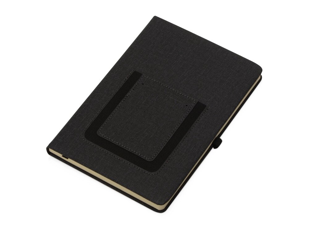 Блокнот Pocket 140*205 мм с карманом для телефона, черный от компании ТОО VEER Company Group / Одежда и сувениры с логотипом - фото 1