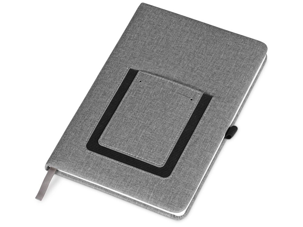 Блокнот Pocket 140*205 мм с карманом для телефона, серый от компании ТОО VEER Company Group / Одежда и сувениры с логотипом - фото 1