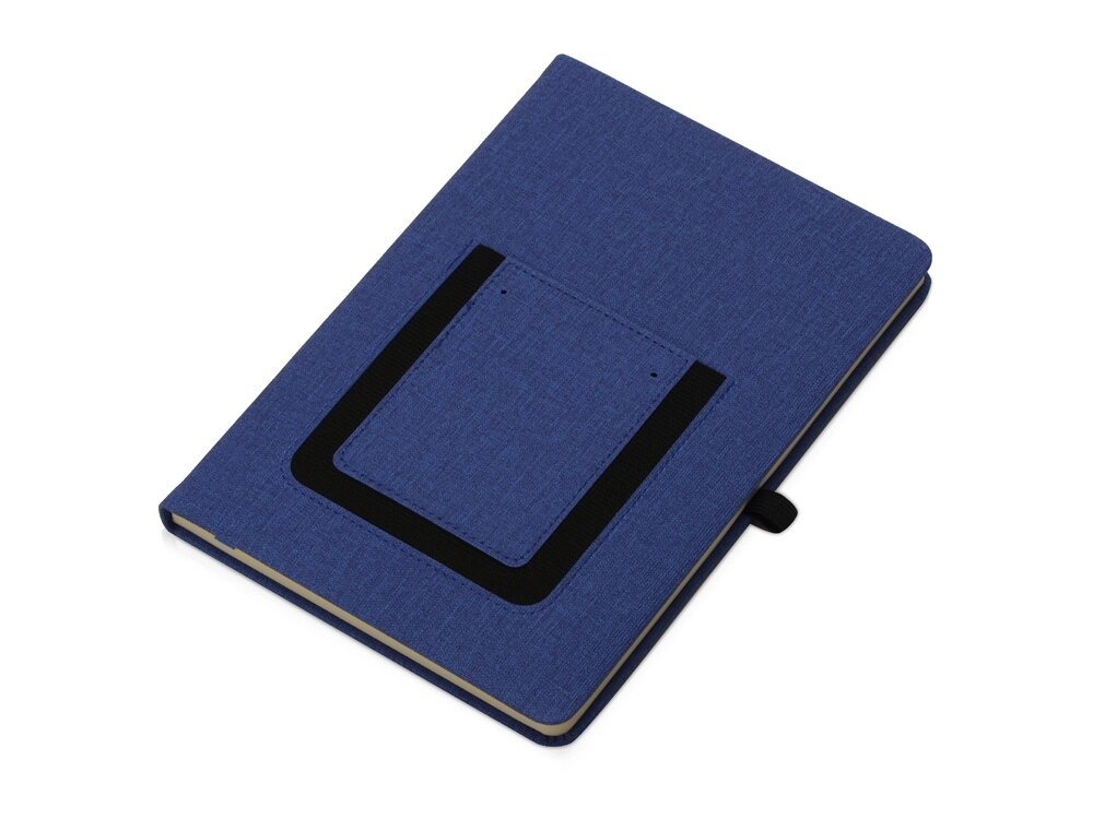 Блокнот Pocket 140*205 мм с карманом для телефона, синий от компании ТОО VEER Company Group / Одежда и сувениры с логотипом - фото 1
