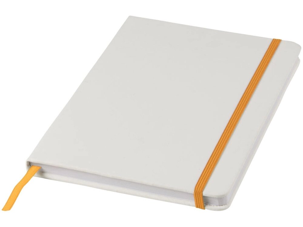Блокнот Spectrum A5 с белой бумагой и цветной закладкой, белый/оранжевый от компании ТОО VEER Company Group / Одежда и сувениры с логотипом - фото 1