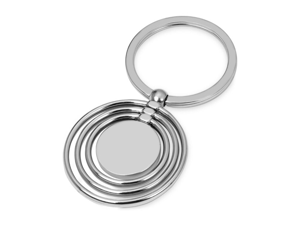 Брелок с 3 кольцами и диском, вращающимися вокруг одной оси, серебристый от компании ТОО VEER Company Group / Одежда и сувениры с логотипом - фото 1