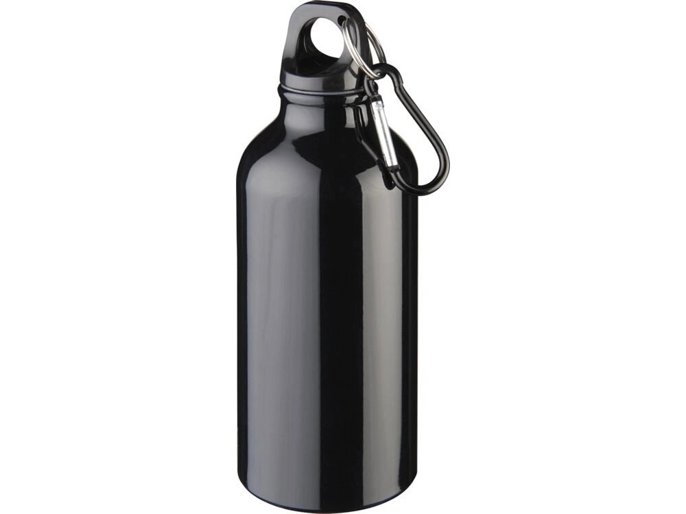 Бутылка для воды с карабином Oregon, объемом 400 мл, сплошной черный от компании ТОО VEER Company Group / Одежда и сувениры с логотипом - фото 1