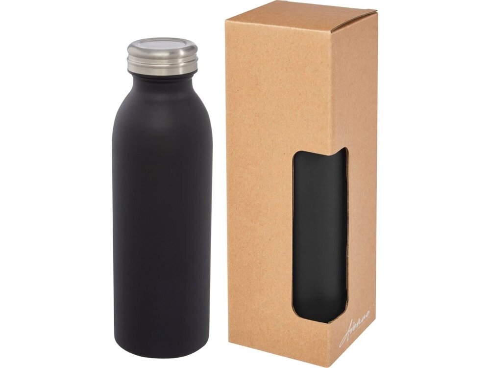 Бутылка Riti объемом 500 мл с медной обшивкой и вакуумной изоляцией , черный от компании ТОО VEER Company Group / Одежда и сувениры с логотипом - фото 1