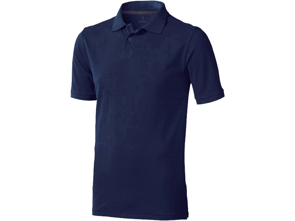 Calgary мужская футболка-поло с коротким рукавом, темно-синий от компании ТОО VEER Company Group / Одежда и сувениры с логотипом - фото 1