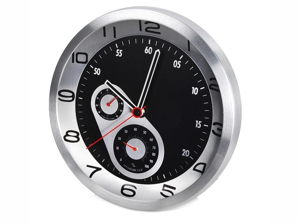 Часы настенные Астория, серебристый/черный (Р) от компании ТОО VEER Company Group / Одежда и сувениры с логотипом - фото 1
