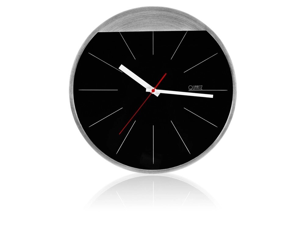 Часы настенные Де-Мойн, черный/серебристый (Р) от компании ТОО VEER Company Group / Одежда и сувениры с логотипом - фото 1