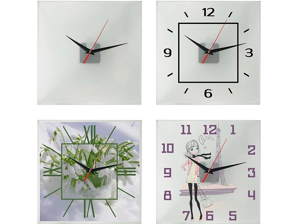 Часы настенные квадратные из стекла 28х28 см Nile от компании ТОО VEER Company Group / Одежда и сувениры с логотипом - фото 1