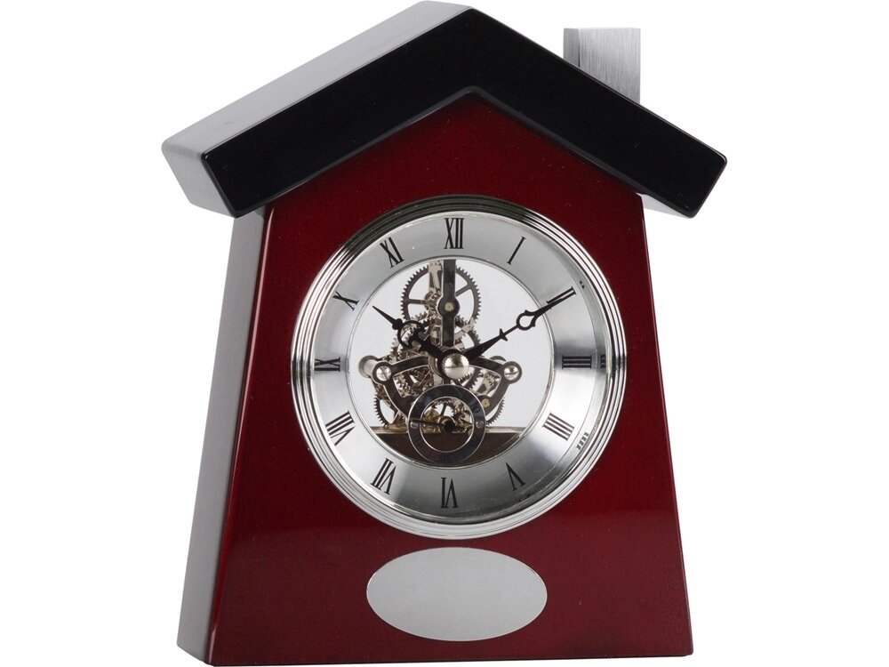 Часы настольные Домик, коричневый/серебристый от компании ТОО VEER Company Group / Одежда и сувениры с логотипом - фото 1