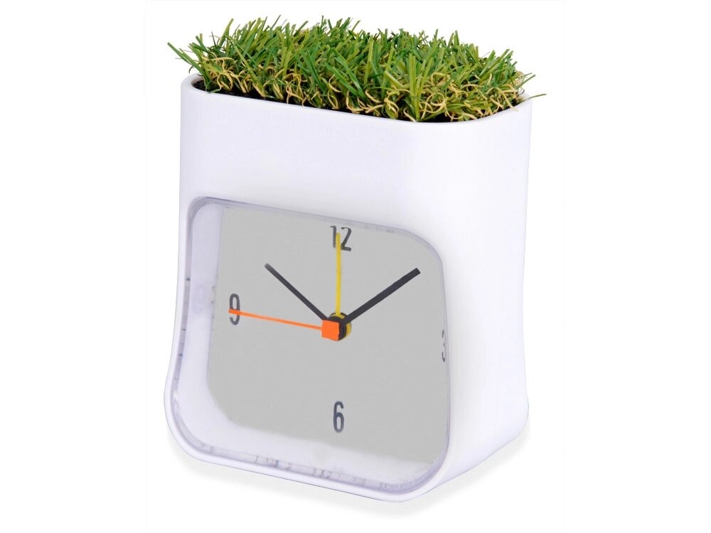 Часы настольные Grass, белый/зеленый от компании ТОО VEER Company Group / Одежда и сувениры с логотипом - фото 1