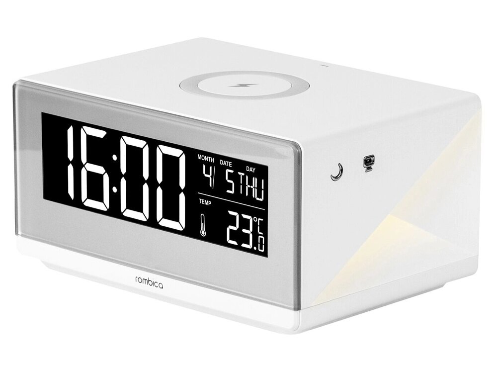 Часы с беспроводным зарядным устройством Rombica Timebox 2, белый от компании ТОО VEER Company Group / Одежда и сувениры с логотипом - фото 1