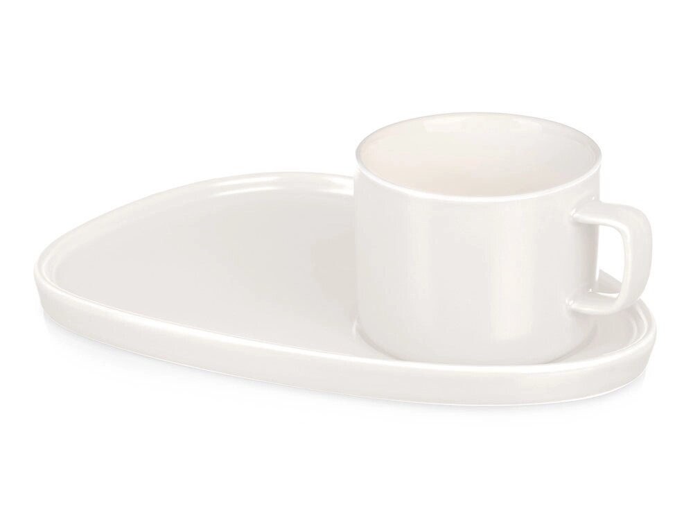 Чайная пара Brighton : блюдце овальное, чашка, коробка, белый от компании ТОО VEER Company Group / Одежда и сувениры с логотипом - фото 1