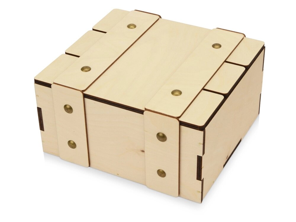 Деревянная подарочная коробка с крышкой Ларчик на бечевке от компании ТОО VEER Company Group / Одежда и сувениры с логотипом - фото 1