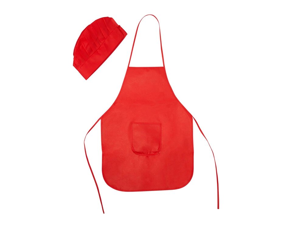 Детский комплект JAMIE (фартук, шапочка), красный от компании ТОО VEER Company Group / Одежда и сувениры с логотипом - фото 1
