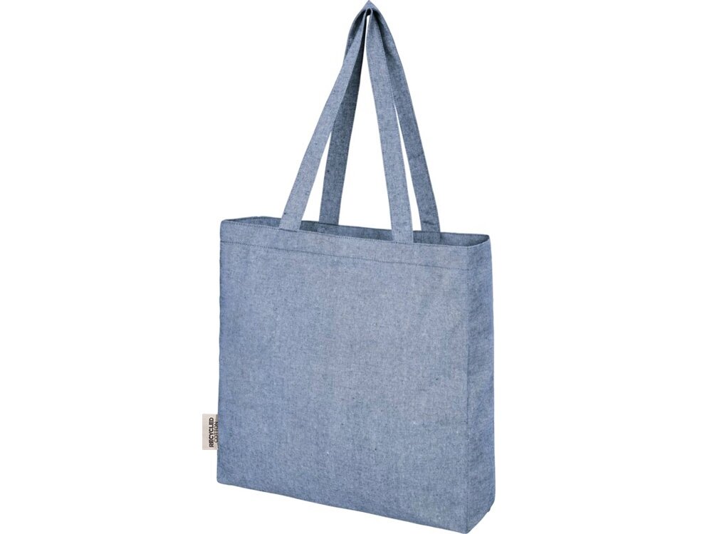 Эко-сумка Pheebs с клинчиком, изготовленая из переработанного хлопка, плотность 210 г/м2, синий меланж от компании ТОО VEER Company Group / Одежда и сувениры с логотипом - фото 1