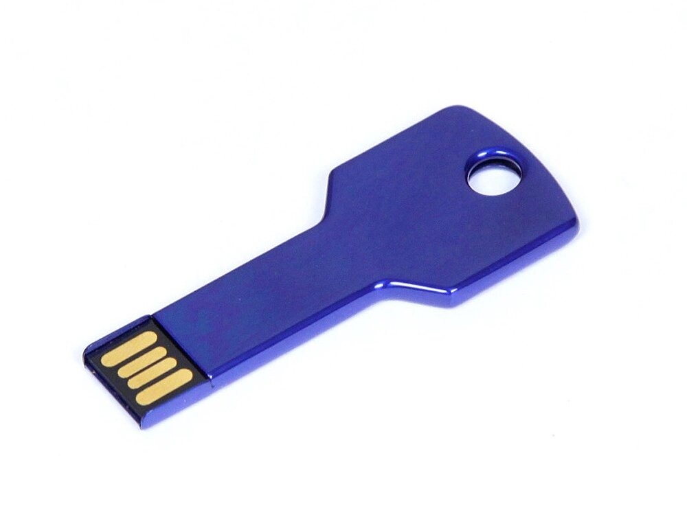 Флешка в виде ключа, 64 Гб, синий от компании ТОО VEER Company Group / Одежда и сувениры с логотипом - фото 1