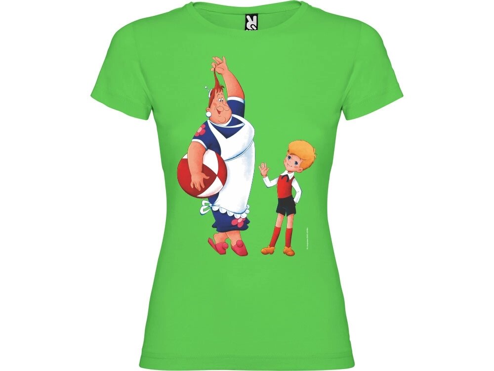 Футболка Карлсон женская, зеленое яблоко от компании ТОО VEER Company Group / Одежда и сувениры с логотипом - фото 1