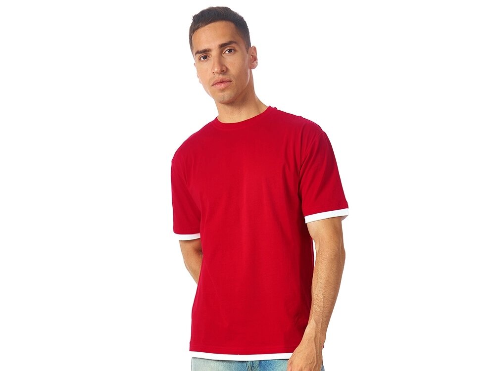 Футболка Rotterdam мужская, красный/белый от компании ТОО VEER Company Group / Одежда и сувениры с логотипом - фото 1